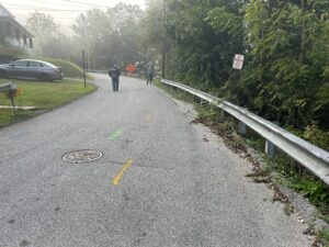 roadway stabilization project with roadway markings for utility locates